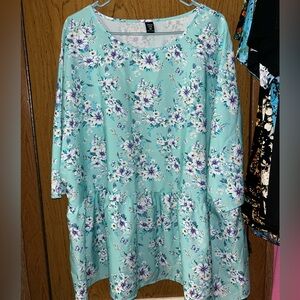 SHEIN curve 4xl blue floral blouse